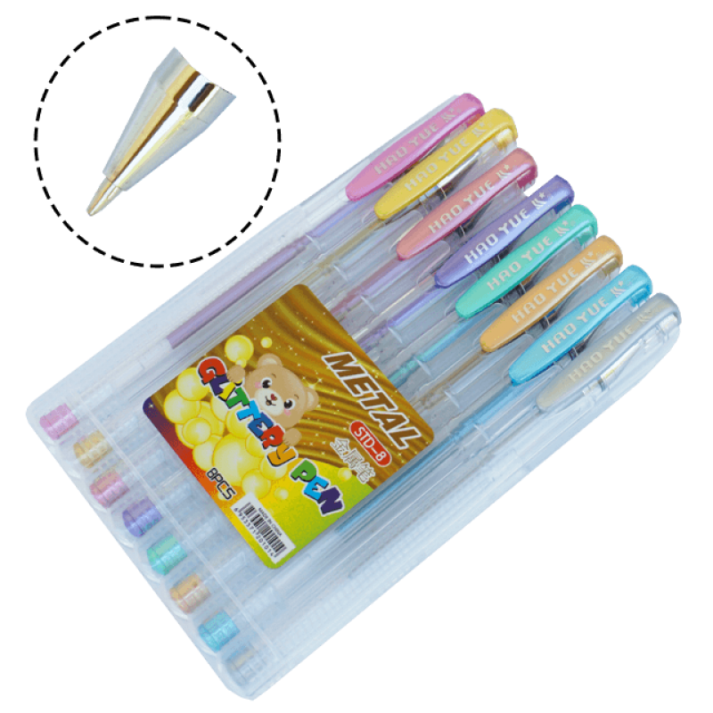 Pixuri gel sidefate pentru scopii, set 8 culori